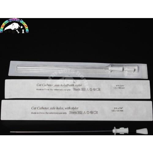 Cat Catheters with Stylet Veterinary Urinary Catheter Sterile Urethral Stone Catheter 1.0/1.3mm Suture Hole