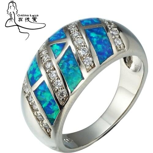 Blue Opal Ring Jewelry Gift QR046