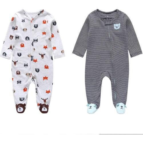 Infant Baby Boys Girls Jumpsuit Footies Sleeper Pajamas Zip-front Non-slip Footie Long Romper Autumn Winter