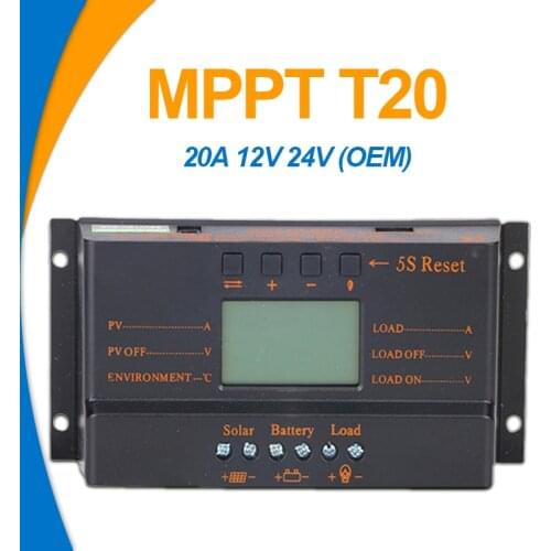 GINCNCN MPPT Solar Controller 20A 12Vdc 24Vdc Solar Panel Battery Regulator Charge Controller USB 5V LCD Display Wholesales