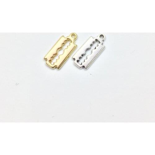 Eruifa 20pcs 7*16mm Tiny Shaving blade Zinc alloy Charms Pendant Jewelry DIY Handmade Necklae 2 Colors