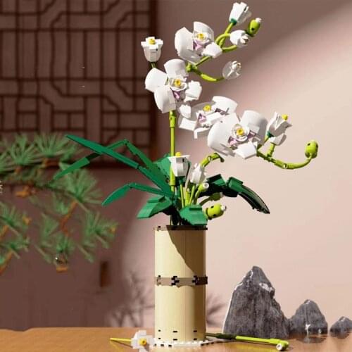 2021 Creative Bouquet Series Desktop Ornaments Bonsai Phalaenopsid DIY Model Building Blocks Bricks Toys Gifts