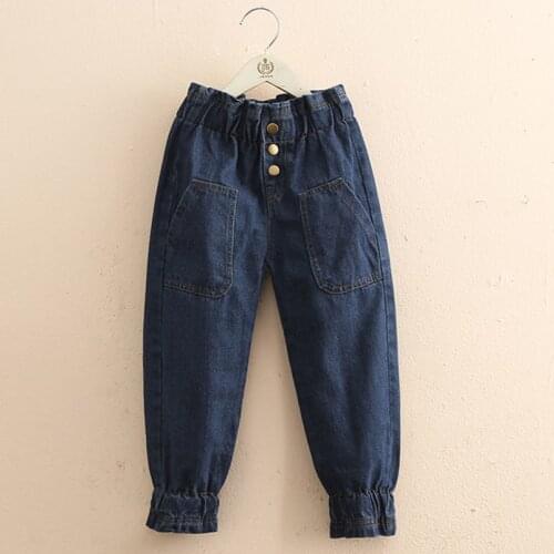 Summer Baby Girls Jeans Pants Kids Clothes Cotton Casual Ruffles Elastics Waist Children Trousers Teenager Denim Girls Clothing