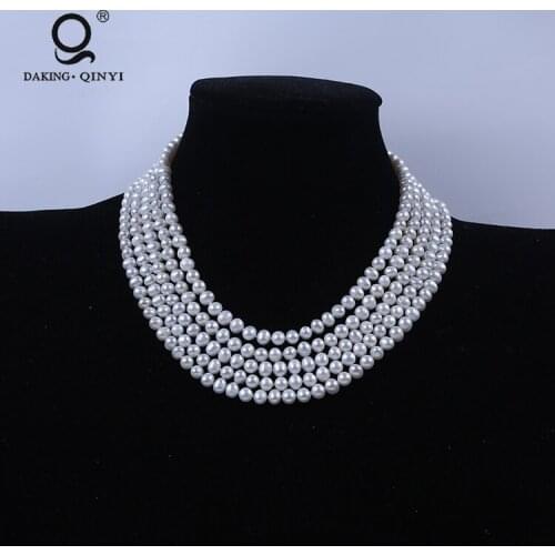 Fashionable Latest Designs 6-7mm White Freshwater Pearl Natural Pearl Necklace