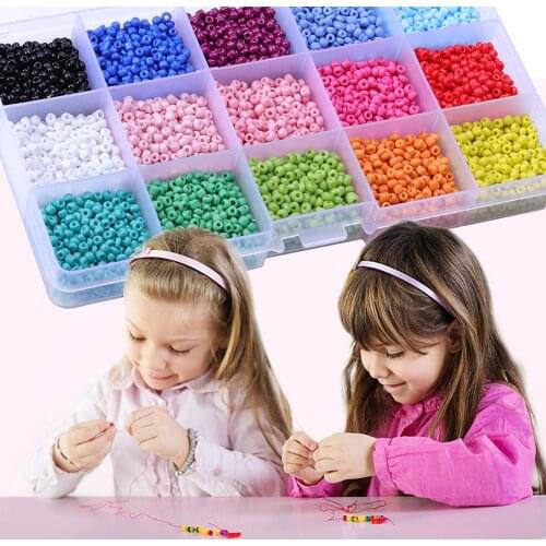 Set of Colorful Beads 3mm Glass Pony Beads Mini Beads for Making Jewelry Necklaces Bracelets Bijouterie Gift Kids DIY Craft Toys