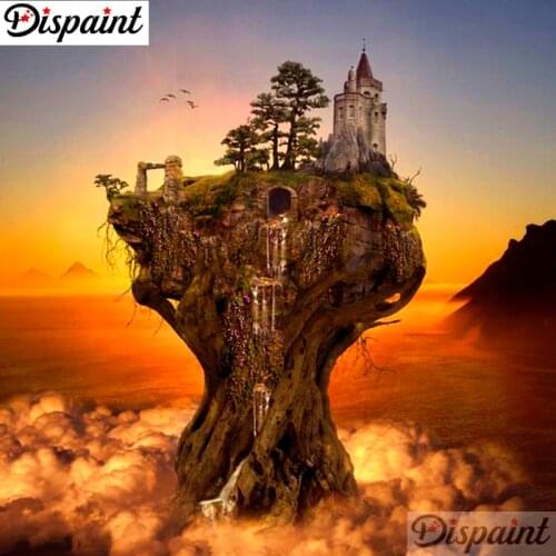 Dispaint Full Square/Round Drill 5D DIY Diamond Painting "House tree" Embroidery Cross Stitch 3D Home Decor A10253