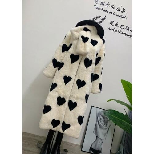 2021 Winter new women natural real rabbit fur coat long round collar
