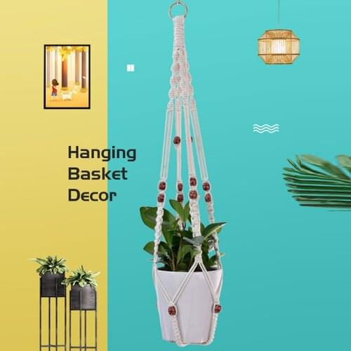 Hanging basket Knotted Macrame Plant Hanger CottonFlower Basket Lifting Rope Hanging Basket Pot Holder Balcony Garden Decoration