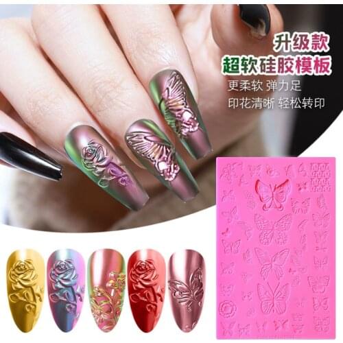 Nail Templates Art Printing Silicone Template 3d Manicure Relief Soft Mold Nail Beauty Accessories For Nail Painting Art Tools