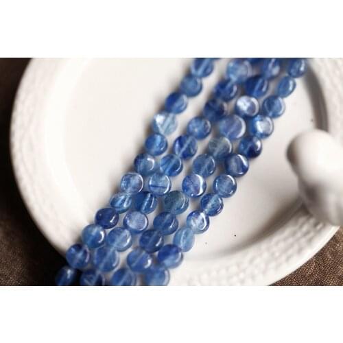 Loose beads kyanite blue coin 4*8mm 14" for DIY jewelry making FPPJ wholesale beads nature gem stone