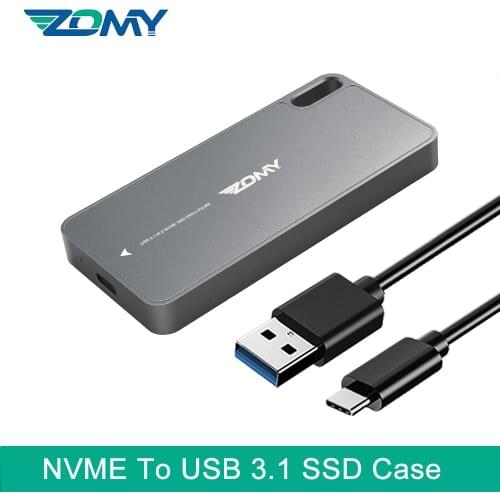 Zomy M.2 NVMe To USB 3.1 Solid State State Enclosure Hard Disk Box SSD Case Type-C Interface 10Gbps For 2230/2242/2260/2280
