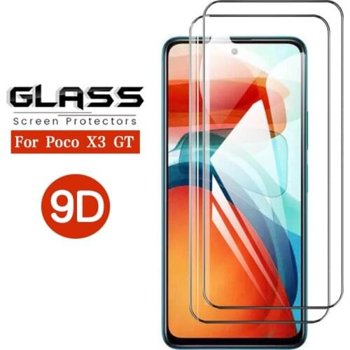 2Pcs 9D Protective Glass on For POCO X3 GT Full Cover HD Tempered Glass For Xiaomi Poco X 3 GT Poko PocoX3 X3GT 6.6" Screen Film