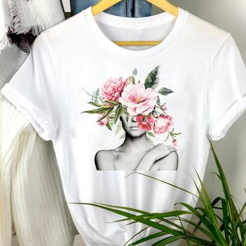 Women Clothes Cartoon Floral Cute Style Printing 90s Summer Print Fashion Short Sleeve Tshirt Female Tee Top Graphic T-shirt