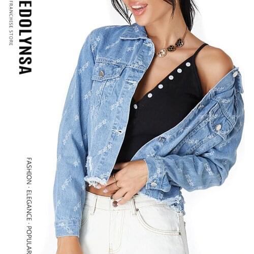 Frayed Short Denim Jackets Women Vintage Jackets 2021 New Spring Coat Streetwear Hem Coat Ladies Hole Short Style Jackets Y115
