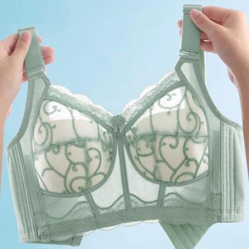 Women Full Coverage Wire Free Non-Foam Lace Bra 34 36 38 40 42 B C D E F