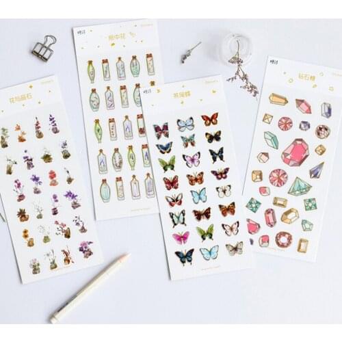 1pcs/pack Hot Stamping Series Decoration Diary Scrapbooking Kawaii Account Stickers Stationery DIY Paper Sticky