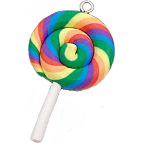 10pcs/1 bag Lollipop Charms Pendants Accessories Jewelery DIY Resin Sweet Big Spiral Bangles Earring Handwork Decoration 52*29mm