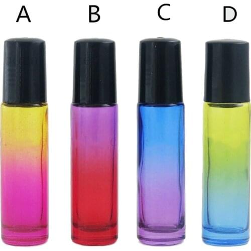 12pcs Essential Oil Roller Bottles Gradient Color Roll on Bottles with Glass Roller Balls black hanging Lids