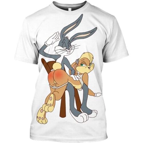 2021 Cartoon bunny T-shirt, suitable for men lola bunny anime clothes top ropa hombre male streetwear verano koszulki