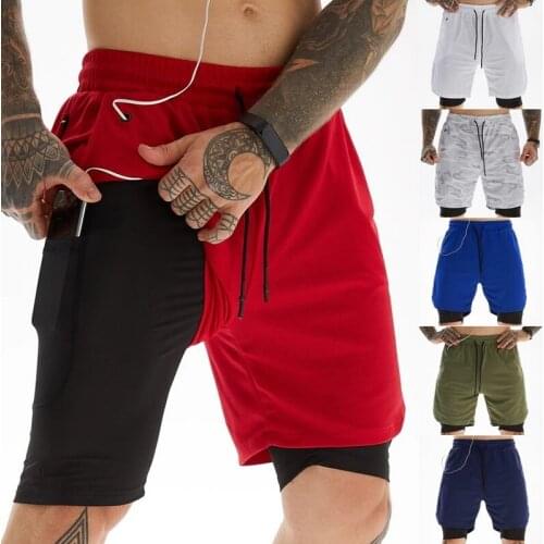 2021 Running Shorts Men 2 In 1 Double-deck Quick Dry GYM Sport Shorts Fitness Jogging Workout Shorts Men Sports Short Pants