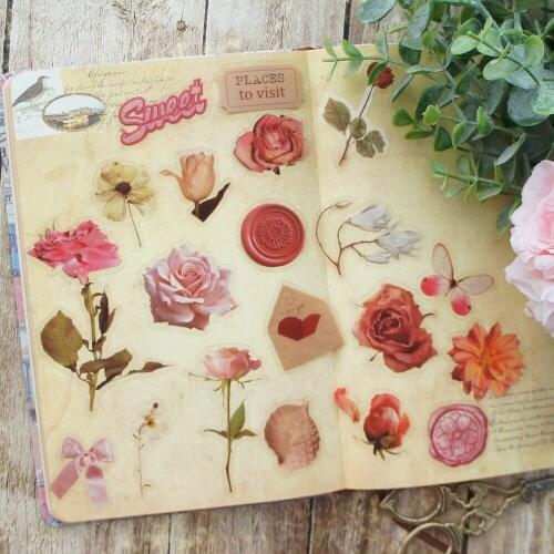 38pcs MIX Size Send You Rose Style PVC Sticker Scrapbooking DIY Gift Packing Label Decoration Tag