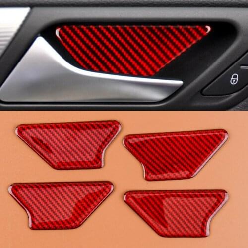 4pcs/Set Carbon Fiber Red Car Door Handle Bowl Cover Trim Decoration Fit for VW Golf 6 GTI MK6 2008 2009 2010 2011 2012