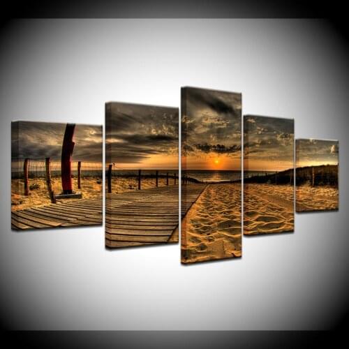 5 HD wallpapers art canvas print sunset dark sky beach modern poster modular art painting living room home decoration