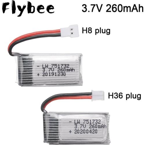 3.7V 260mAh lipo battery For H20 Syma S8 M67 U839 RC Quadcopter Spare Parts for JJRC H8 H48 RC Drone Accessories 3.7V Battery