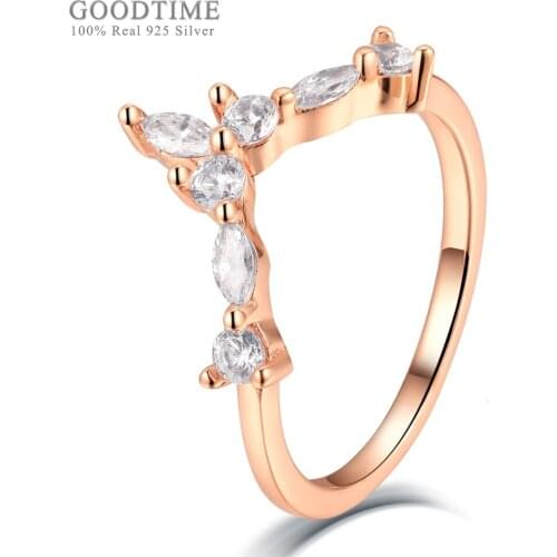 Luxury Women Ring 925 Sterling Silver Ring Rose Gold Color Ring Wedding Bride Zircon Rings Silver Jewelry Anniversary Gift