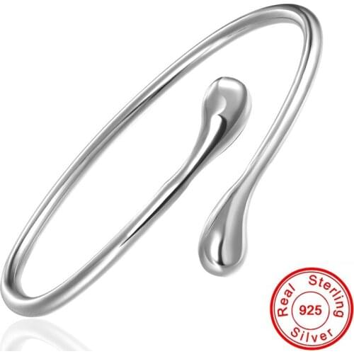 925 Sterling Silver Water Drop Bracelet Filled Bangle Pulseiras De Prata Fine Jewelry Women Love Valentines Day Gift