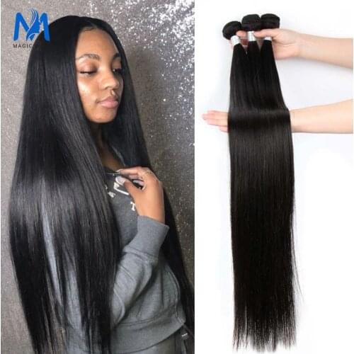 Brazilian Straight Remy Hair 32 34 36 40 Inch Human Hair Bundles Full Thick Long Hair Human Hair Weave For Black Women Ponytail
