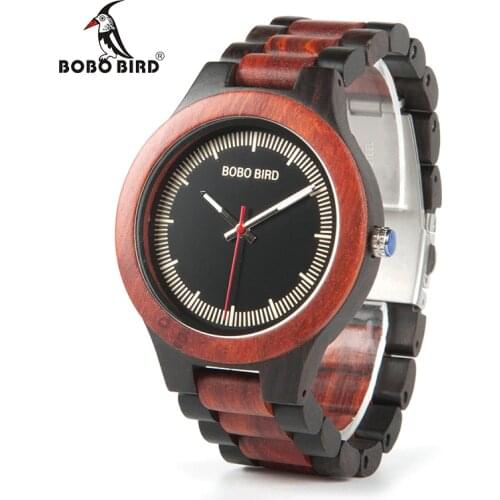 BOBO BIRD V-O01/O02Mens Quartz Watch Top Luxury Brand Bamboo Wood Dress Wristwatch with Classic Folding Clasp in Wood Gift Box