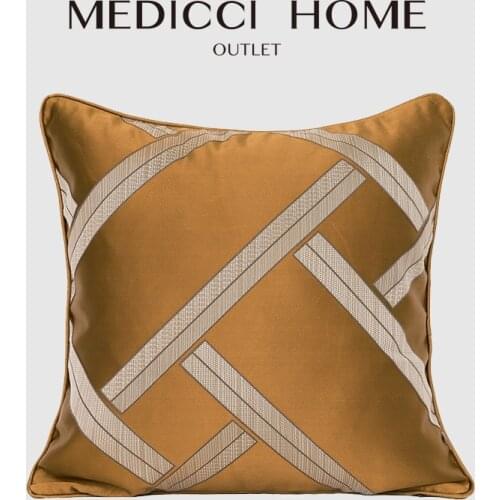 Medicci Home Cushion Cover Retro Sunset Orange Lines Geometric Beige Modern Minimalist Nordic Sofa Pillow Case Model Room Decor