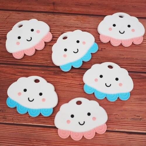 Chenkai 10PCS Silicone Cloud Teether Smoothing Cartoon Pacifier For Baby Sensory Nursing Necklace Bracelet Jewelry Accessories
