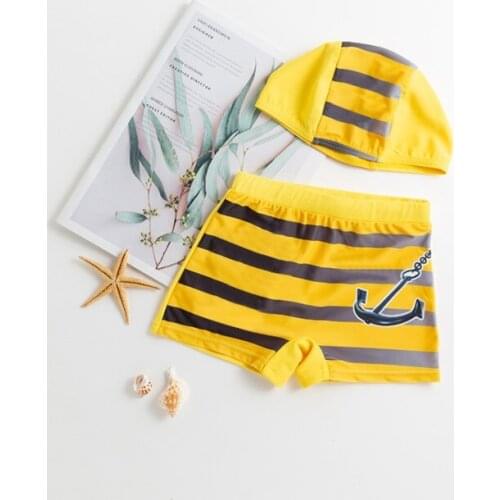 Baby Cute Duck Striped swimming Trunks with Swimiming Cap / Boys Swimming Trunks 3313