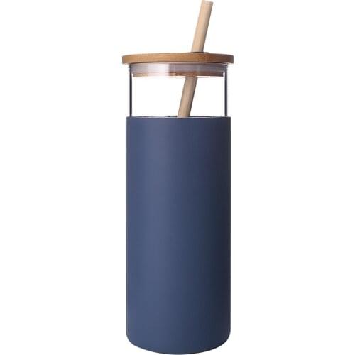 Double Wall Eco Glass Tea Filter Infuser Drinking Water Bottle With Top Bamboo Lid