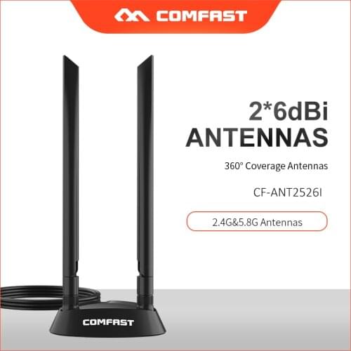 COMFAST CF-ANT2526I 2.4G/5Ghz Dual band 6dBi antenna with 1.2M extension base antenna Omnidirectional 360 degree SMA antenna