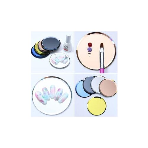 Dual-ended Nail Polish Cream Mixing Spatula Spoon Stick Mirror Glass False Nail Tips Display Board Color Palette Manicure Tool