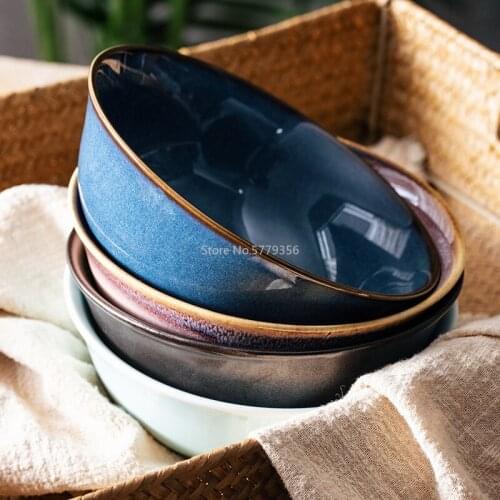 Creative Pottery Porcelain Tableware Japanese Style Kiln Changed Noodles Bowl 6.5 Inches Malatang Bowl Dormitory Noodles Bowl