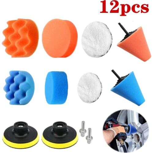 12 pcs/set sponge polishing pad set 3/5 inch round and conical polishing pad combination Car Burnishing Soft Polishing tools