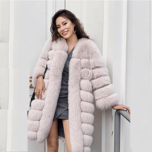 2019 new natural fur Fox fur coat Natural fur Winter jacket warm womens slim body park coat