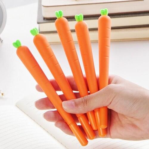 Orange Vegetable Carrot Shaped Roller Ballpoint Pen Creative Stationery 0.5mm Christmas Gift LX8111