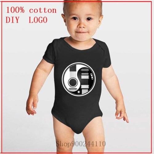 White and Black Acoustic Electric Guitars Yin Yang printed Baby Bodysuits Newborn Toddler Sunsuits Toddler Bodysuit Jumpsuit