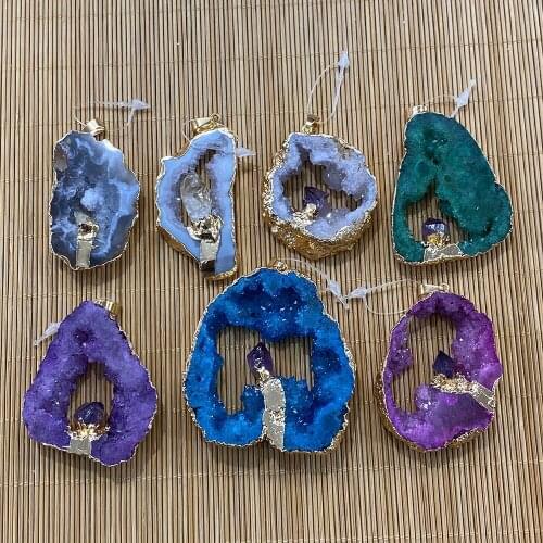 New Irregular Shape Crystal Fashion Crystal Bud Amethyst Pendant for DIY Jewelry Making Necklace Bracelet Size 30x40-35x45mm