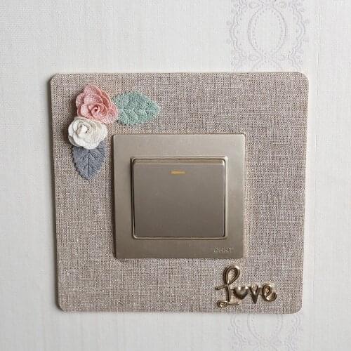 Romantic Garden Flower Cloth Stick-free Single Switch Wall Stickers Protective Cover Light Switch Creative Wallpaper