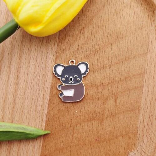 BULK 10 Koala Enamel Pendants Animals Collection in Enamelled Metal Craft Supplies Jewelry Supplies Rabbit/squirrel Charms #JS33