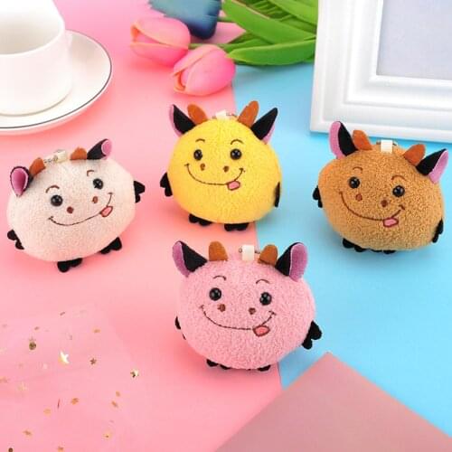 2021 Ox Mascot Calf Plush Doll Ball Cow Toy Pendant Keychain Clothing Accessory Handbag Car Key Holder Bag Pendant Kids Toy Gift