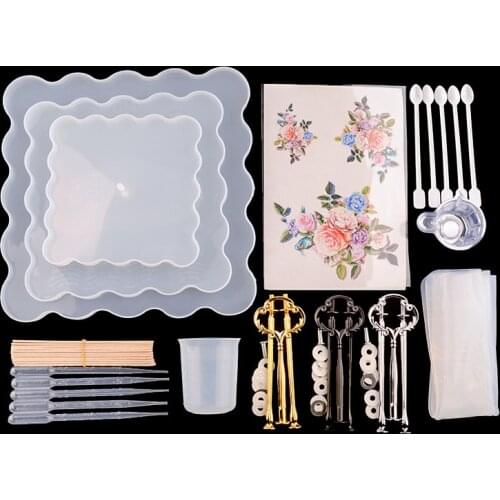 TC175 39Pcs DIY Square Fruit Plate Molds Silicone Sets Resina Bricolage For UV Jewelry Hand Made Making DIY Crafts