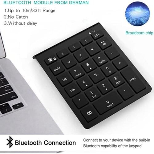 Ultra Slim 28 Keys Bluetooth Numeric Keypad Number Pad With Scissor-Switch Mini Digital Keyboard For Pc Surface Pro Tablet