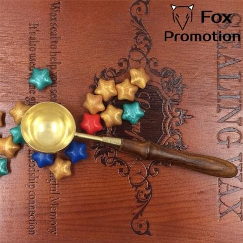 Vintage Wooden Brass Spoon for STAR sealing wax stampWax Stick Vino tinto Sellado Sax palillo sello de la cera de Sellos